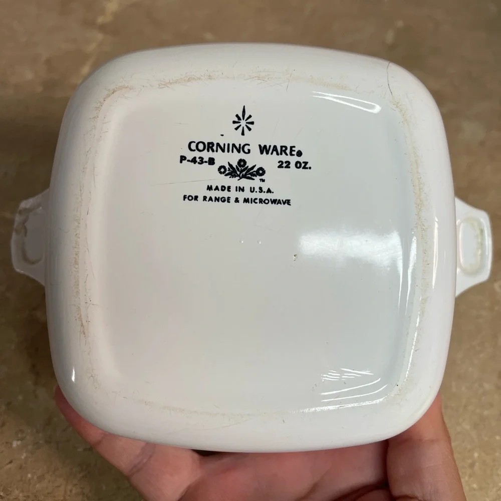 Corningware White Ceramic Dish with Blue Cornflower